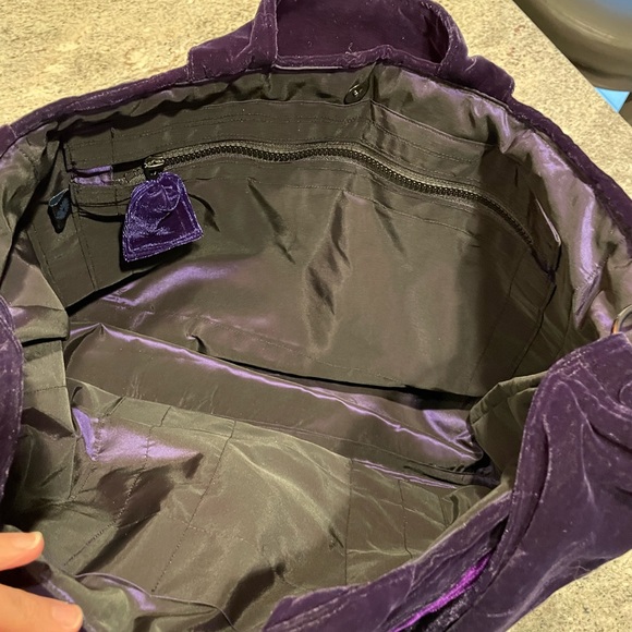 NEW BLUE PURPLE Two-sided Velvet Bag, Tote, Patchwork, Burnout, Shoulder, Boho - Picture 8 of 12